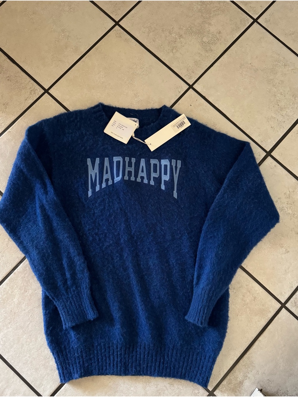 Madhappy Blue Crewneck Shaggy Sweater